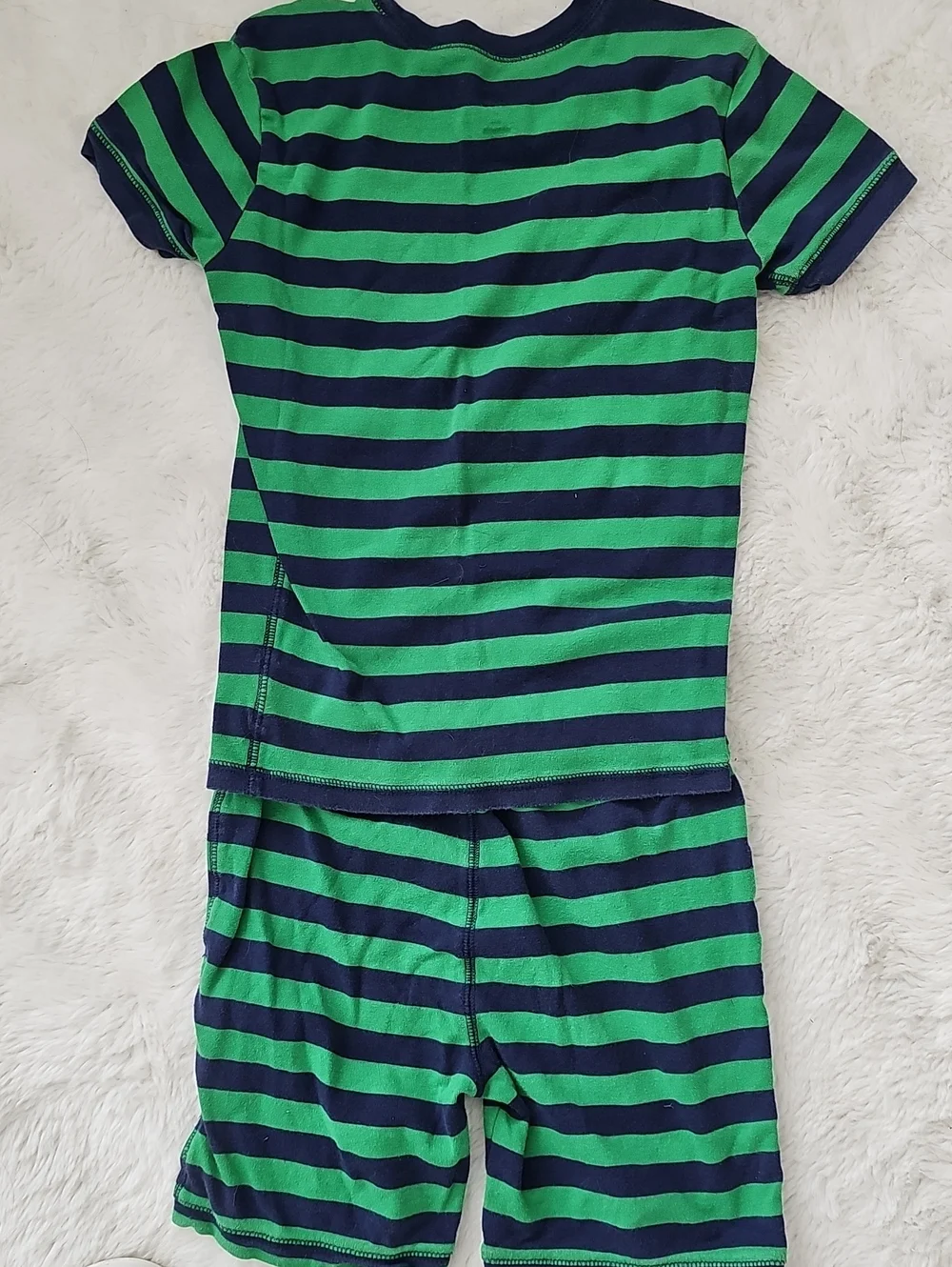 Gap Kids Green & Navy Striped Kids Short Sleeve Pajama Set Sz 12
